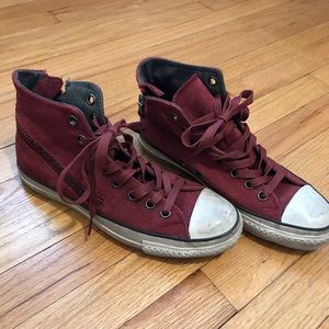 CONVERSE red zipper sneaker high tops